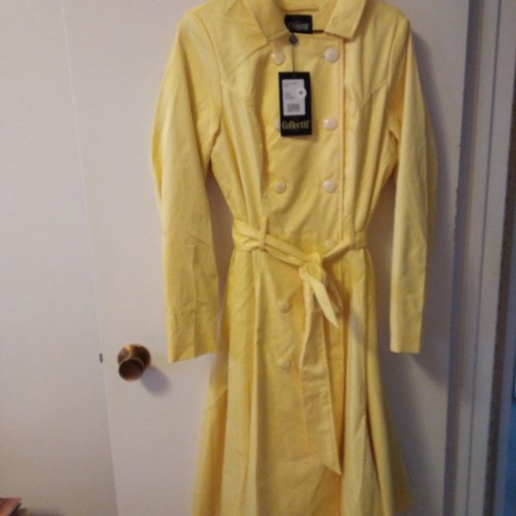 Collectif Korrina Yellow Swing Coat M. NWOT - Picture 4 of 13